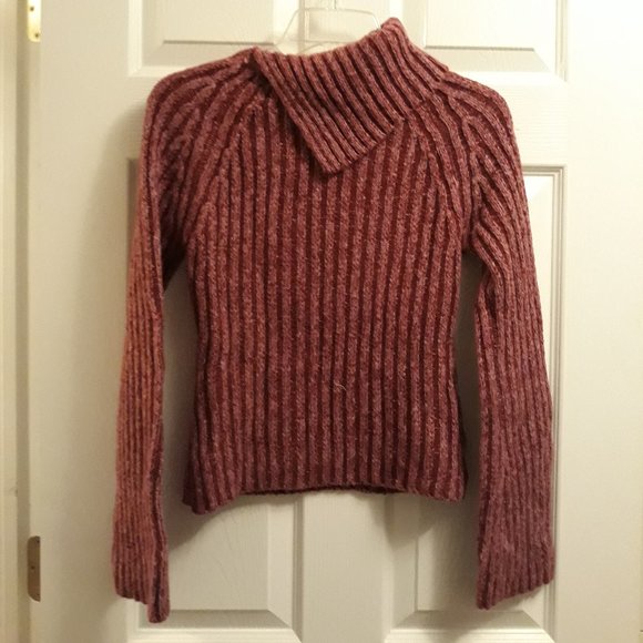 Women's Deep Pink Wool Blend Open Turtleneck Sweater by SO...gsjc size Small - Picture 2 of 3
